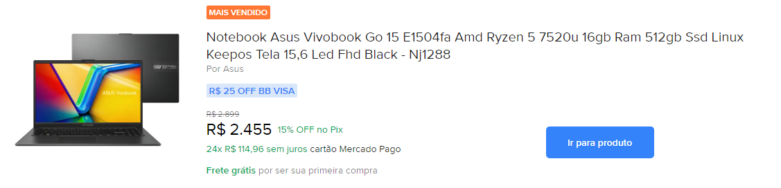 Notebook Mercado Livre